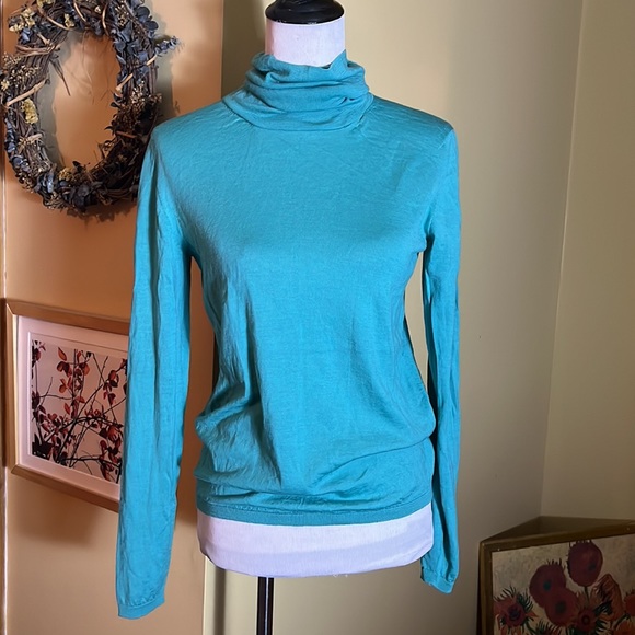 MAX MARA Spilata Size Large Turquoise Green Turtleneck 100% Pure New Wool  $458 - Picture 1 of 15